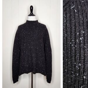 Kuhl Speckled Black Ida Merino Wool Blend Mock Neck Pullover Sweater Medium